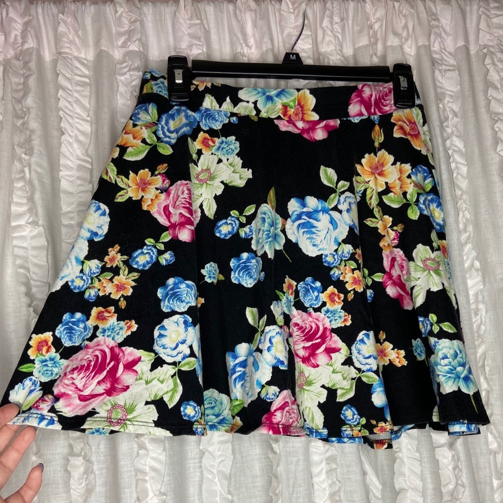 Black Floral top and skirt set